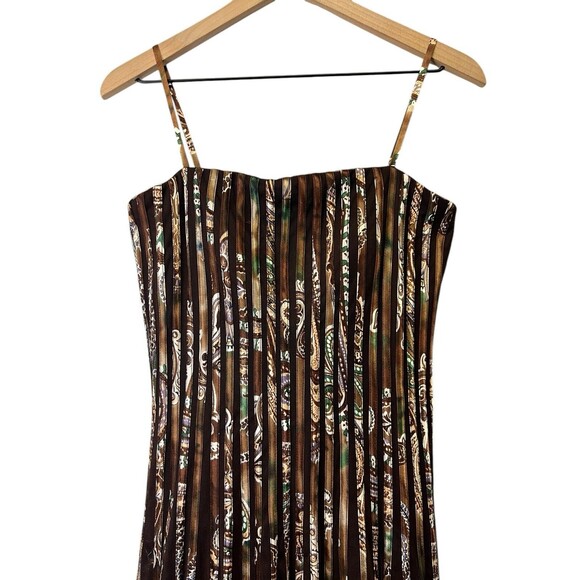 Vintage 90s CACHE Spaghetti Strap Brown Chocolate Party Cocktail Dress Size 8 - Picture 5 of 16